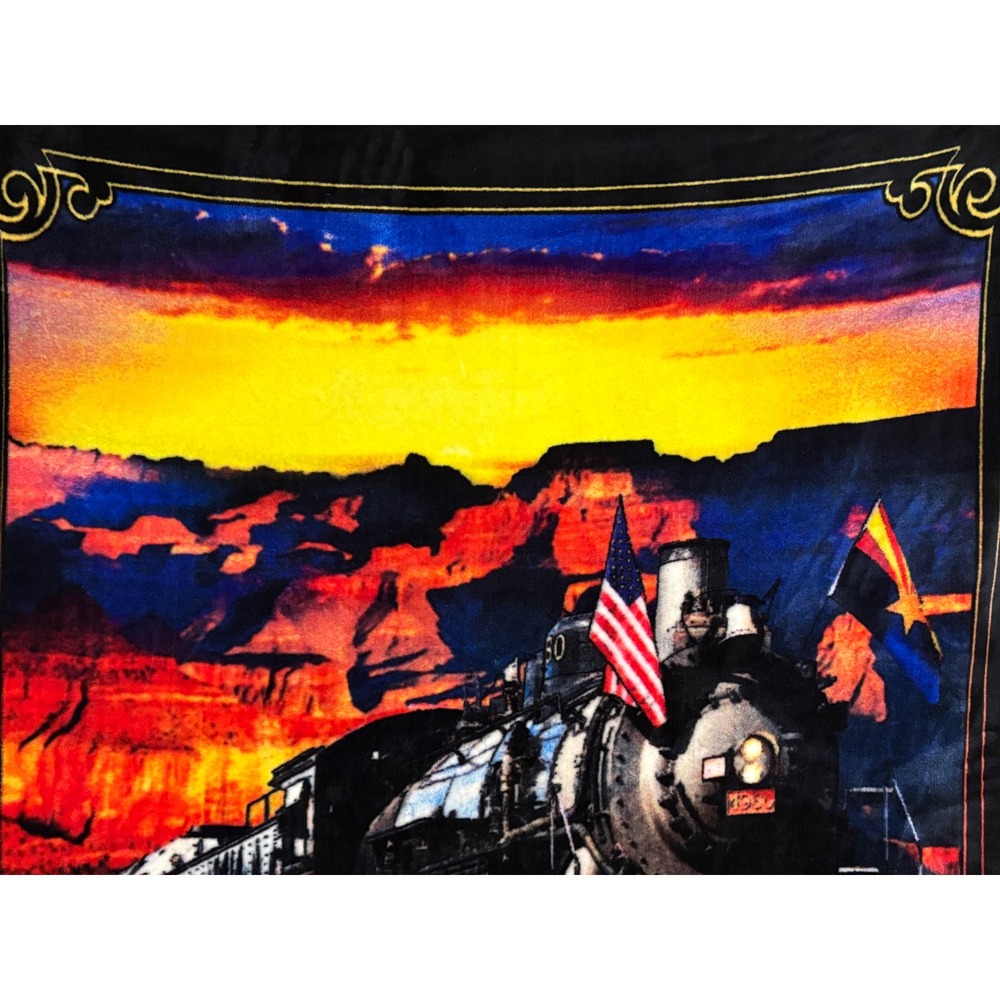 Grand Canyon Vintage Railway Fleece Blanket 5ft x 4ft Steam Engine Southwest - Picture 2 of 8
